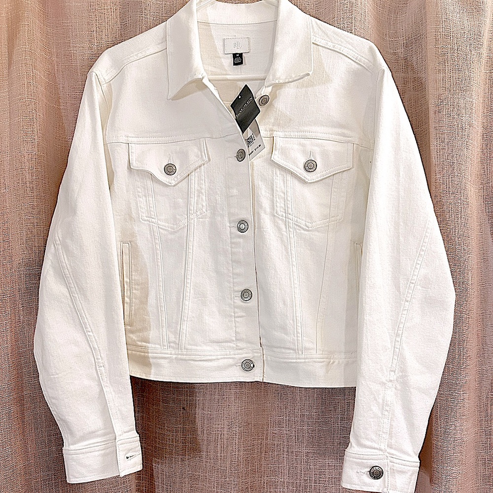 NWT Lauren Ralph Lauren white denim jacket size medium